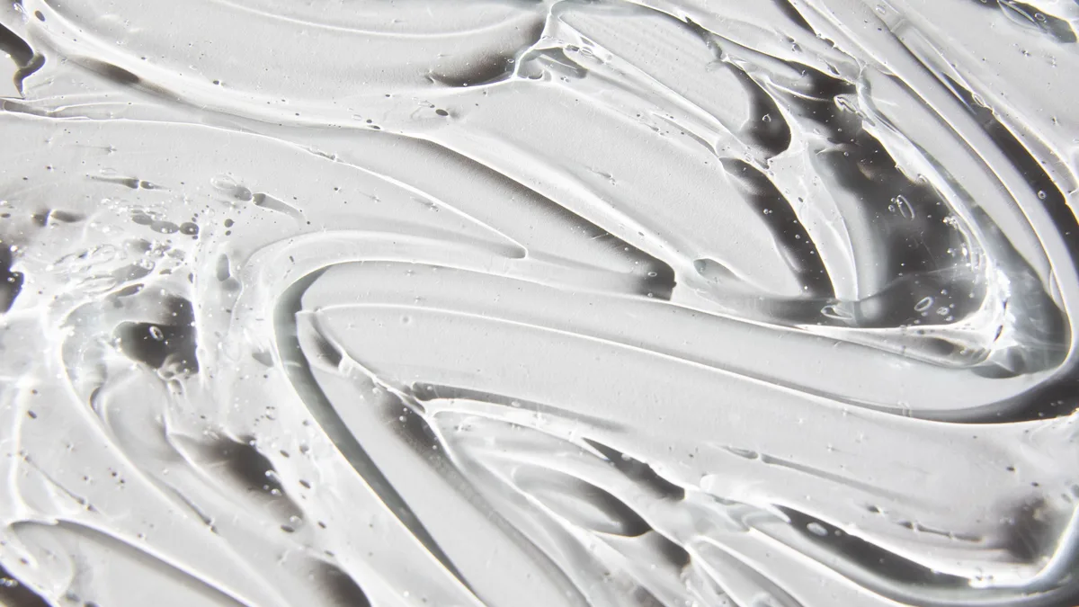 Swirls of clear lightweight gel moisturizer spread across a pale surface